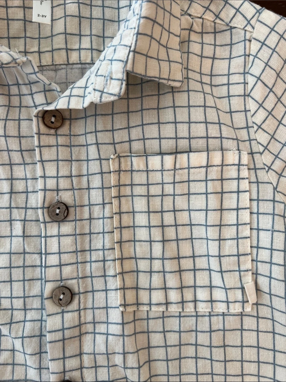 Rylee + Crew Short-Sleeve Button-Front Shirt in Light Blue Windowpane, 2-3 years